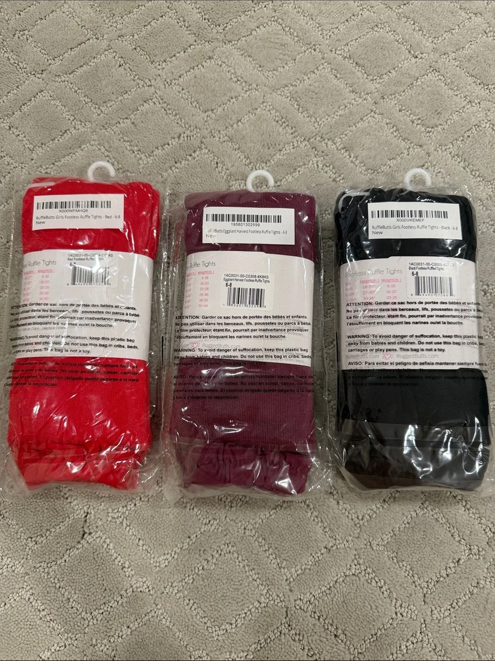 Ruffle Butts Footless Ruffle Tights in Black, Red, Burgundy